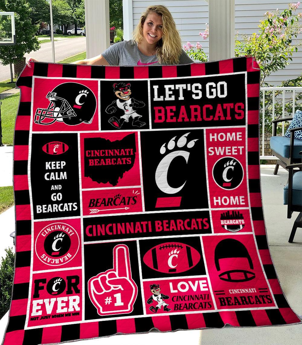 ncaa cincinnati bearcats red black quilt fleece blanket v3 wfqf95 atgux