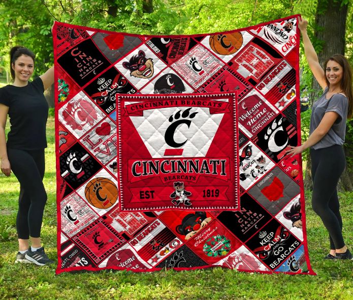 ncaa cincinnati bearcats red est 1819 quilt fleece blanket wfqf98 hmhhq