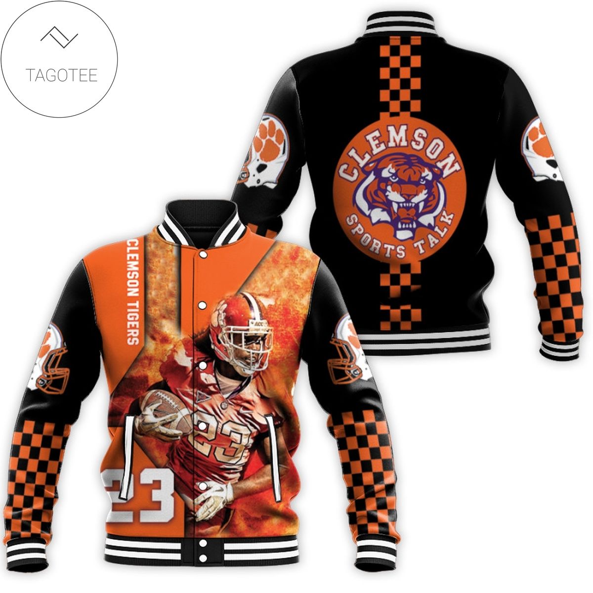 ncaa clemson tigers andrew booth jr 23 baseball jacket button up zipper hooded all over print v1 46e3d