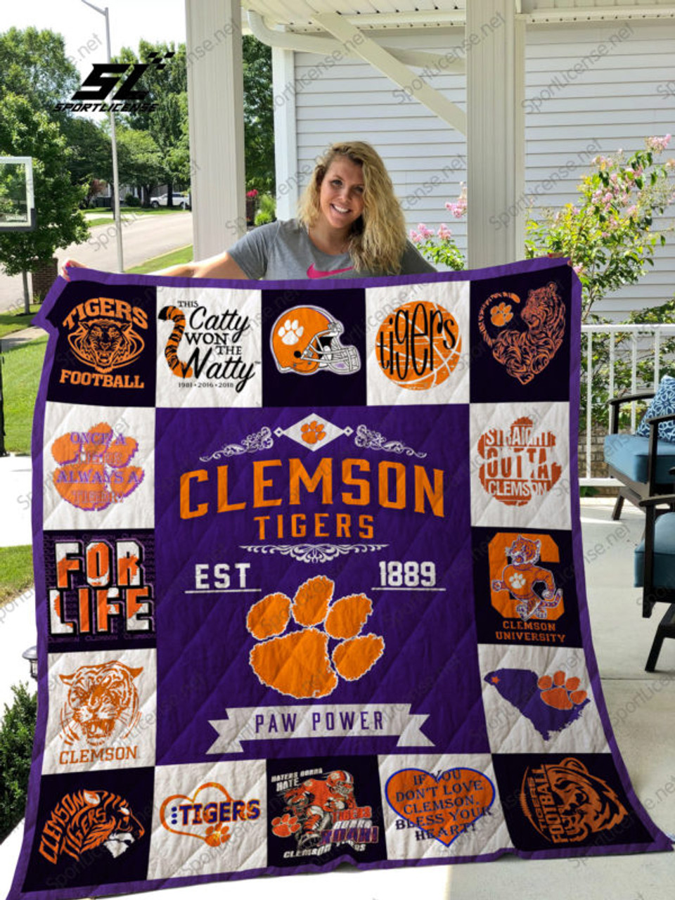 ncaa clemson tigers quilt fleece blanket v13 wfqf103 riedo