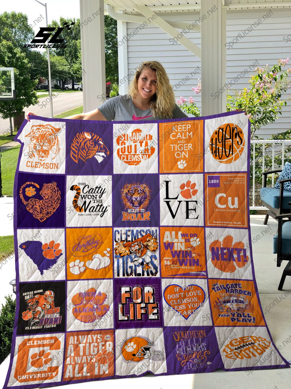 ncaa clemson tigers quilt fleece blanket v16 wfqf106 mefym