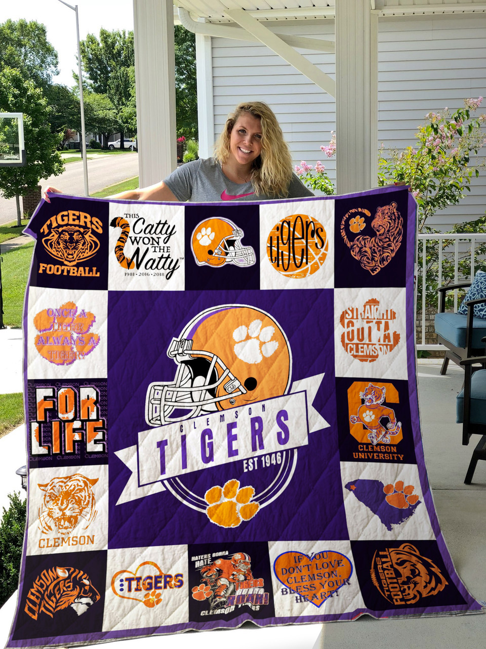 ncaa clemson tigers quilt fleece blanket v17 wfqf107 y3ysu