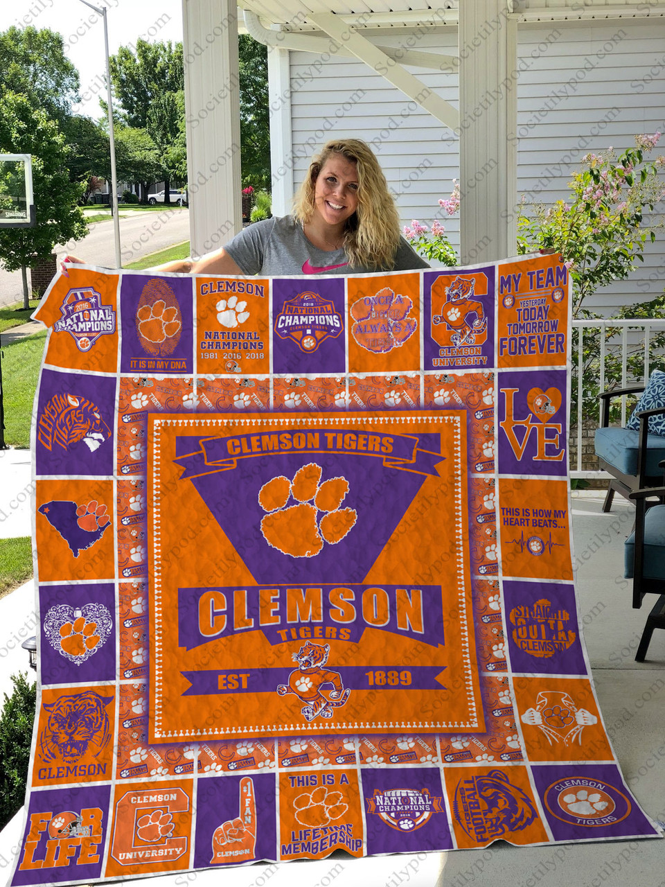 ncaa clemson tigers quilt fleece blanket v19 wfqf109 xqw8l