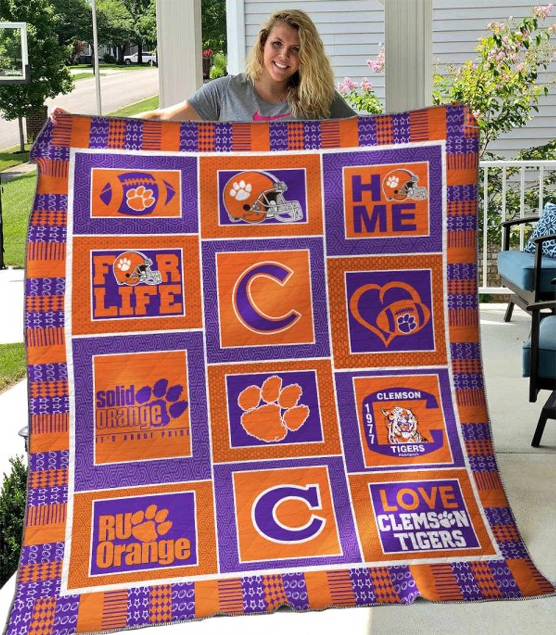 ncaa clemson tigers quilt fleece blanket v2 wfqf120 azcjx