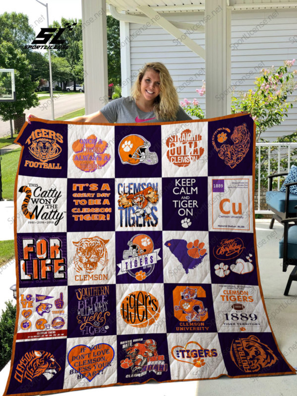 ncaa clemson tigers quilt fleece blanket v4 wfqf113 sxrjp