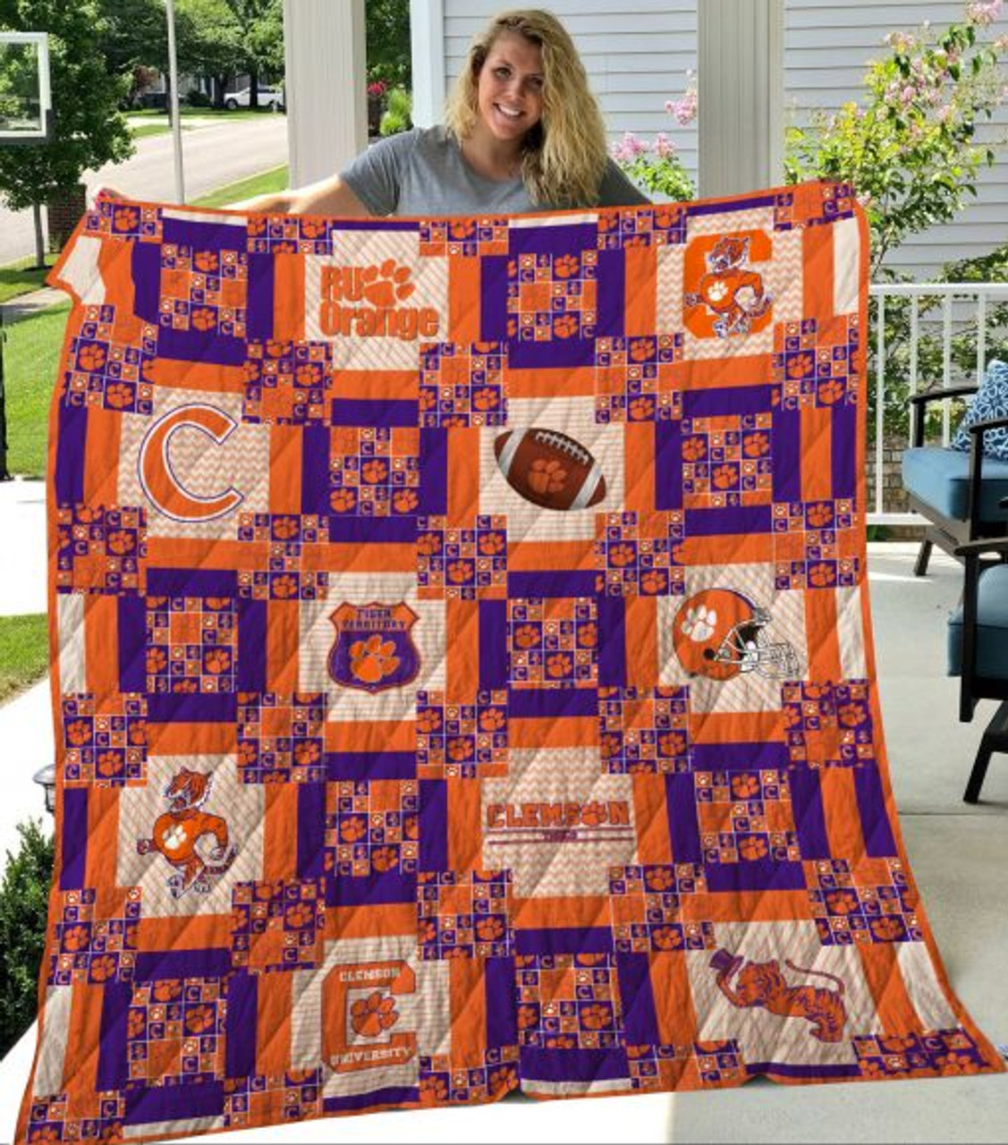 ncaa clemson tigers quilt fleece blanket v6 wfqf115 sqlap