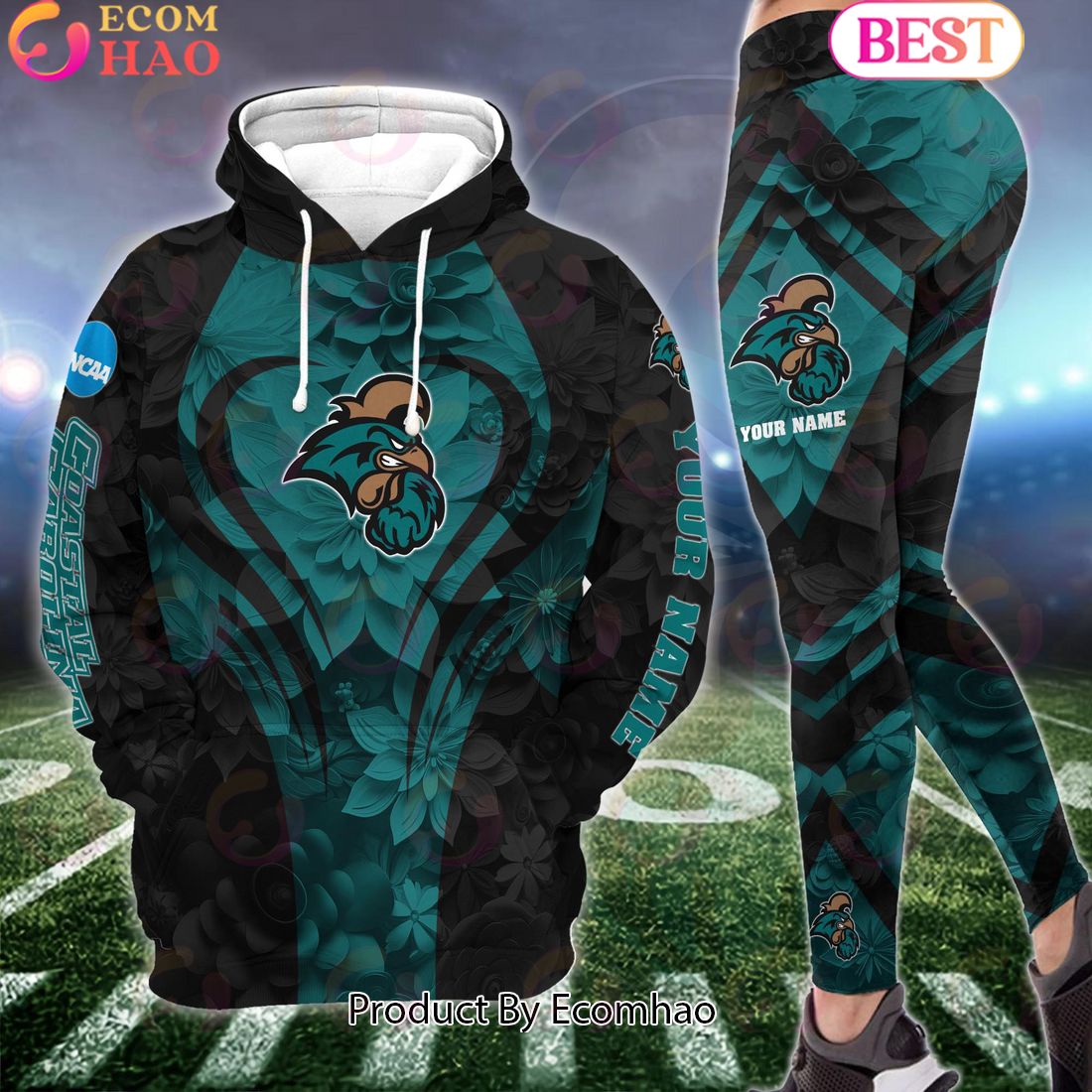 ncaa coastal carolina chanticleers hoodie and leggings custom your name football team clothings gift for football lovers 1 GMOpX