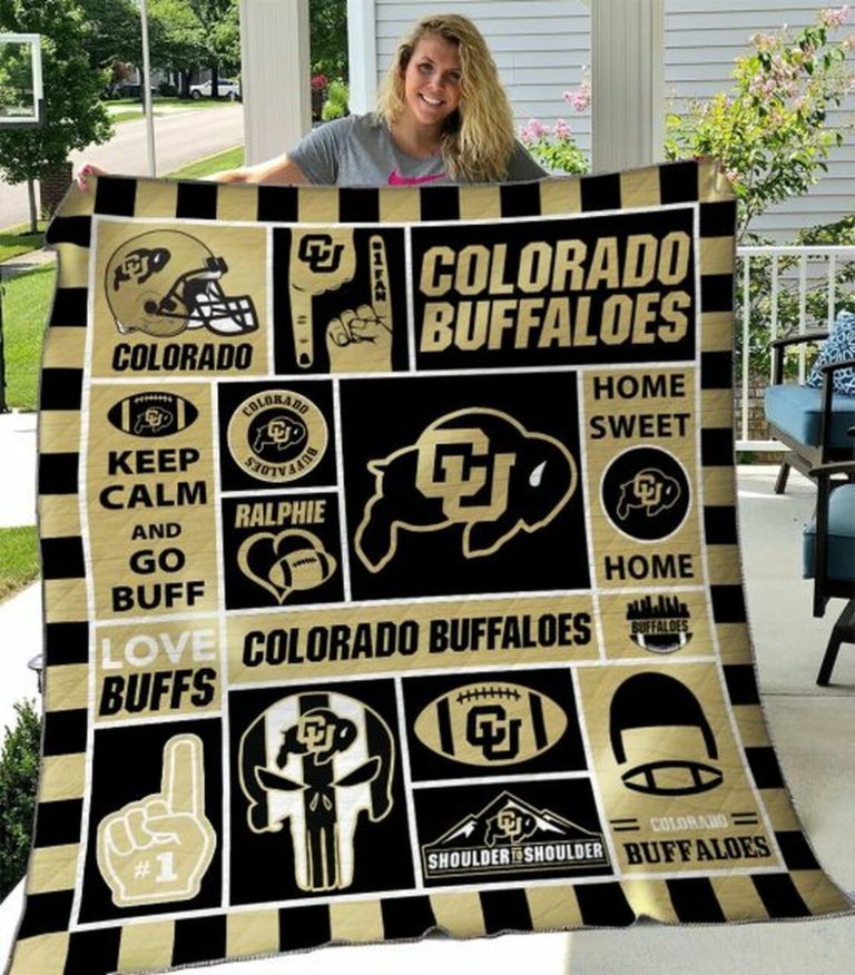 ncaa colorado buffaloes gold black keep alm and go buff quilt fleece blanket wfqf128 zf50f