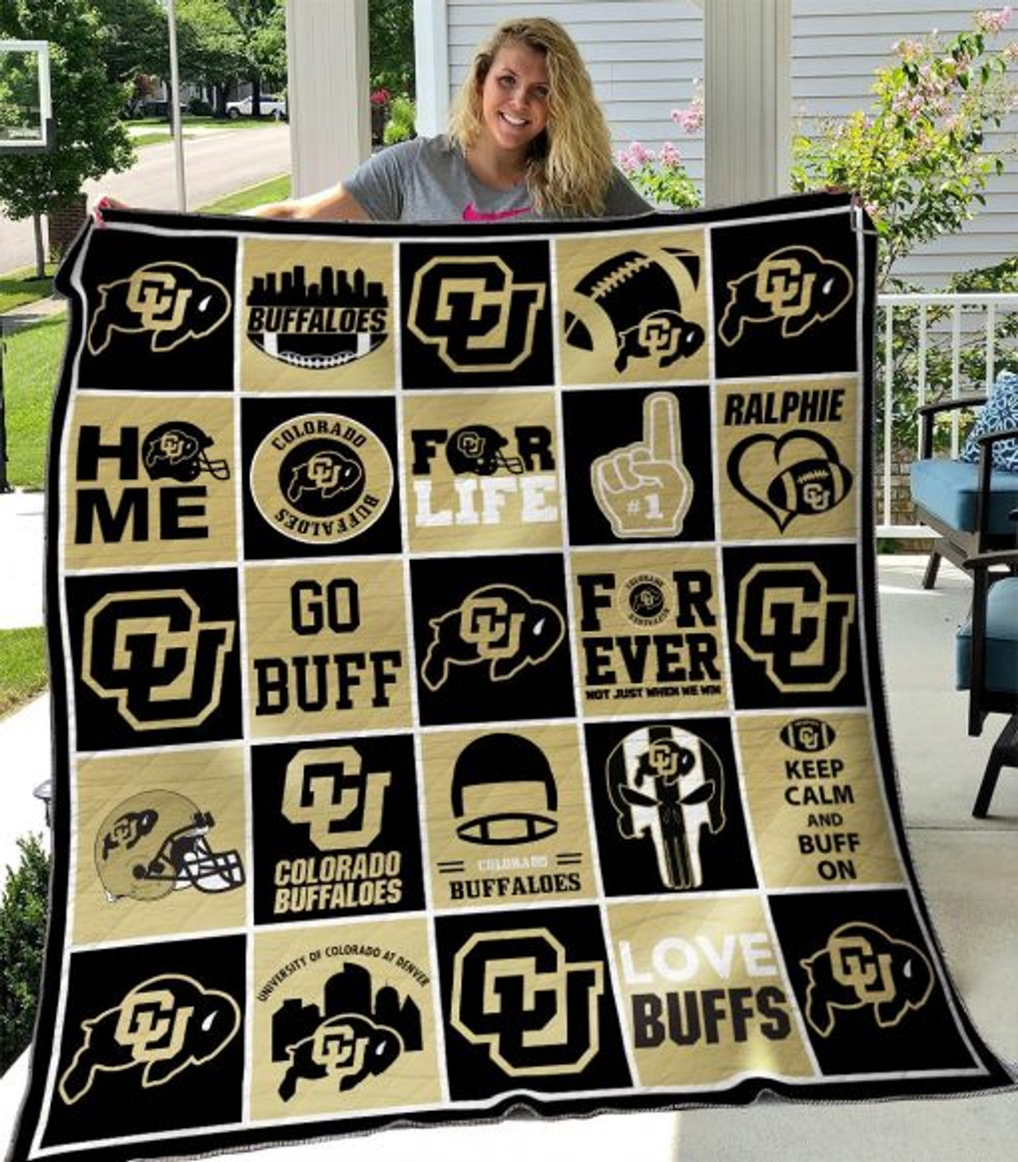 ncaa colorado buffaloes gold black love buffs quilt fleece blanket wfqf129 gprpa