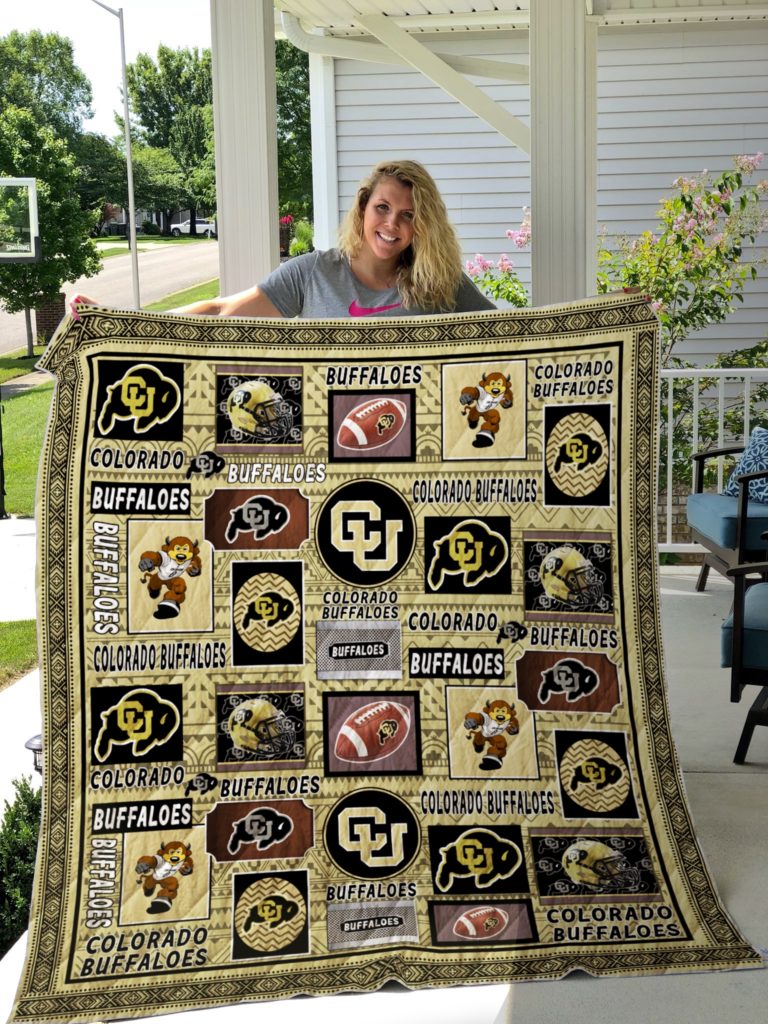 ncaa colorado buffaloes gold black mascot quilt fleece blanket wfqf130 xrn7e