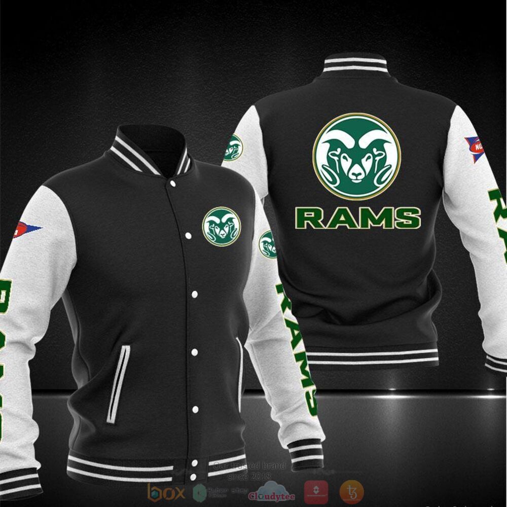 ncaa colorado state rams black baseball jacket button up zipper hooded all over print 4nipj