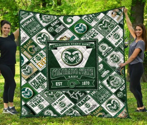 ncaa colorado state rams green white est 1870 quilt fleece blanket wfqf132 my98s