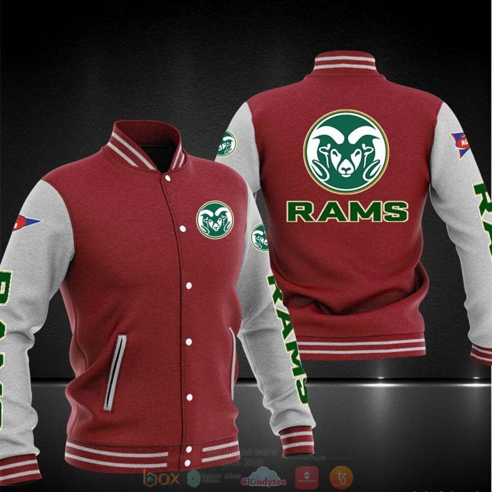 ncaa colorado state rams red grey baseball jacket button up zipper hooded all over print tck0v