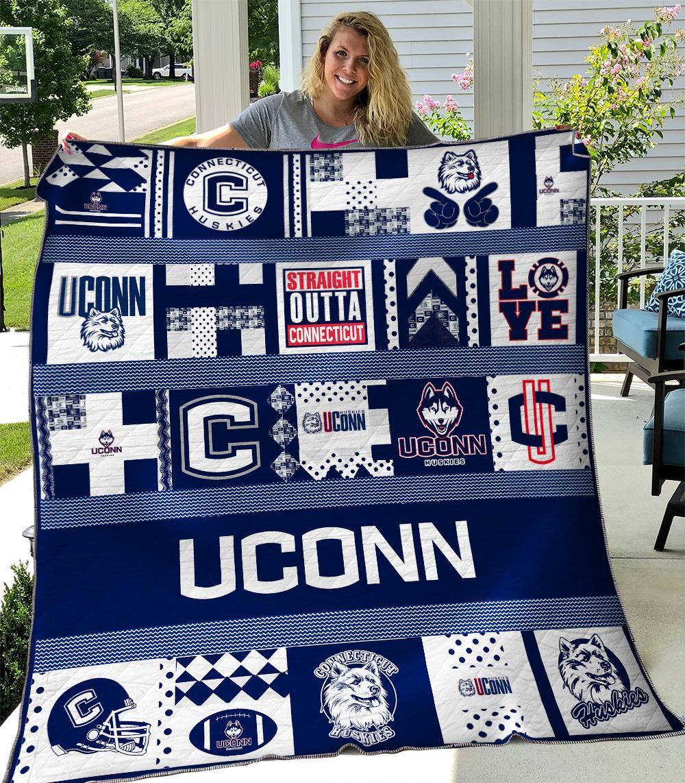 ncaa connecticut huskies quilt fleece blanket v3 wfqf137 zkqzi