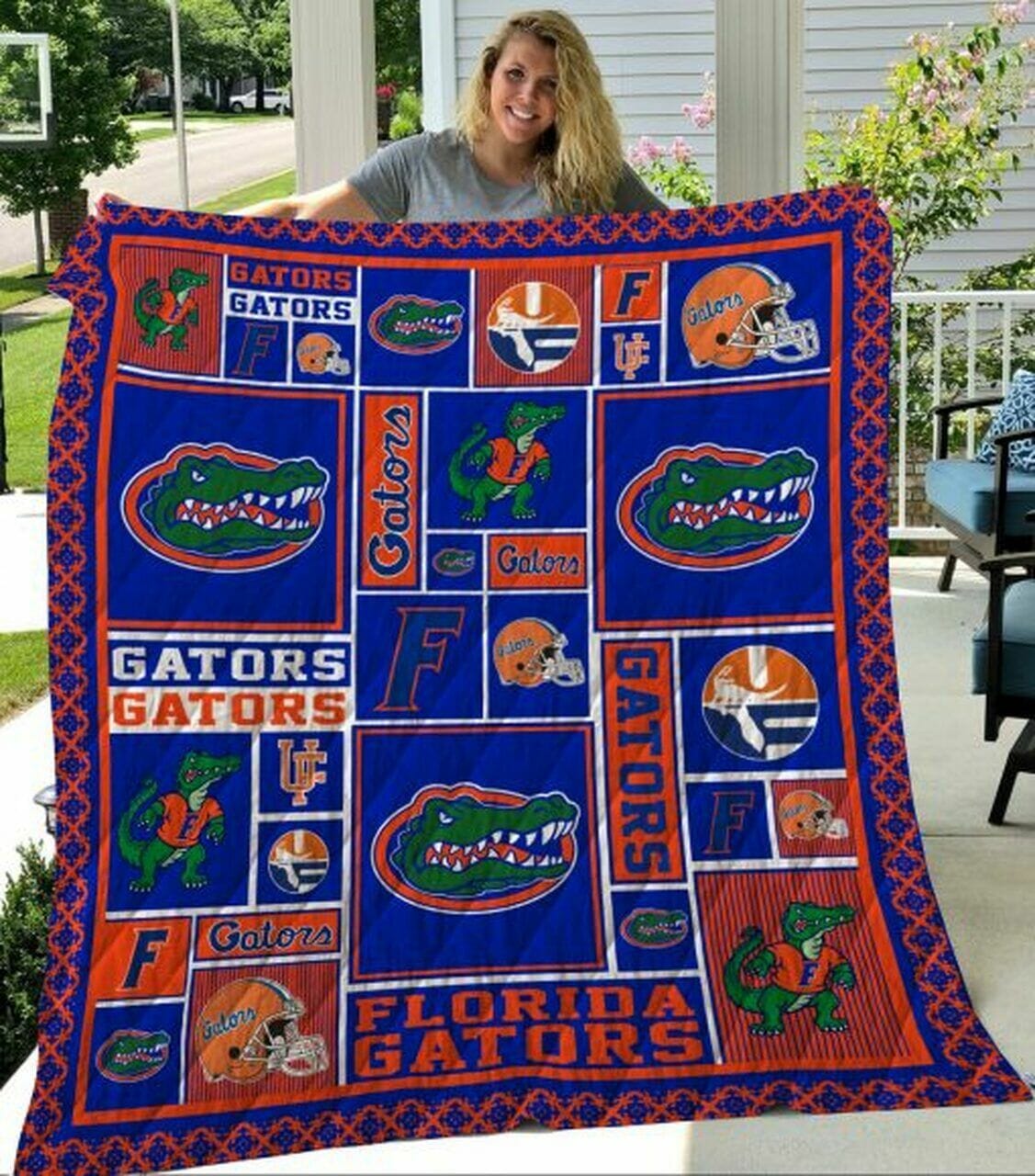 ncaa florida gators blue orange quilt fleece blanket v3 wfqf140 cv4c6