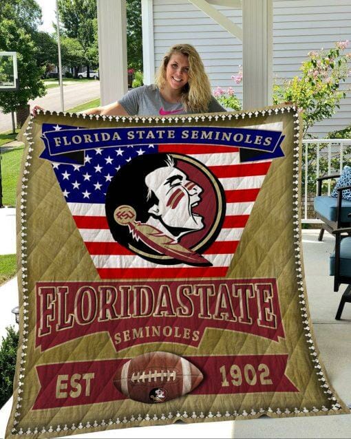 ncaa florida state seminoles american flag gold quilt fleece blanket wfqf150 l8cxt