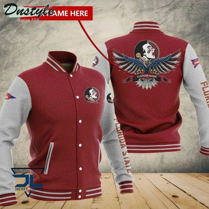 ncaa florida state seminoles custom name red baseball jacket button up zipper hooded all over print f3wnl