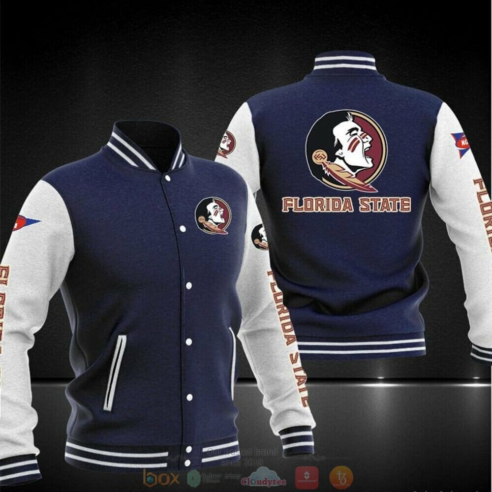 ncaa florida state seminoles navy blue baseball jacket button up zipper hooded all over print wiqgv