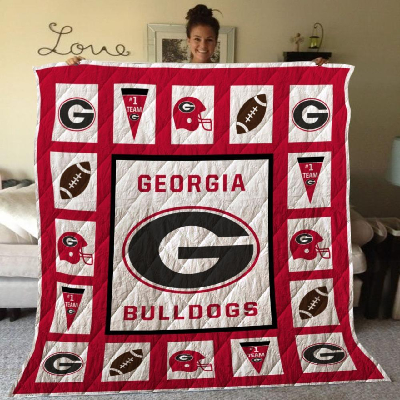 ncaa georgia bulldogs quilt fleece blanket v1 wfqf159 ns9iz