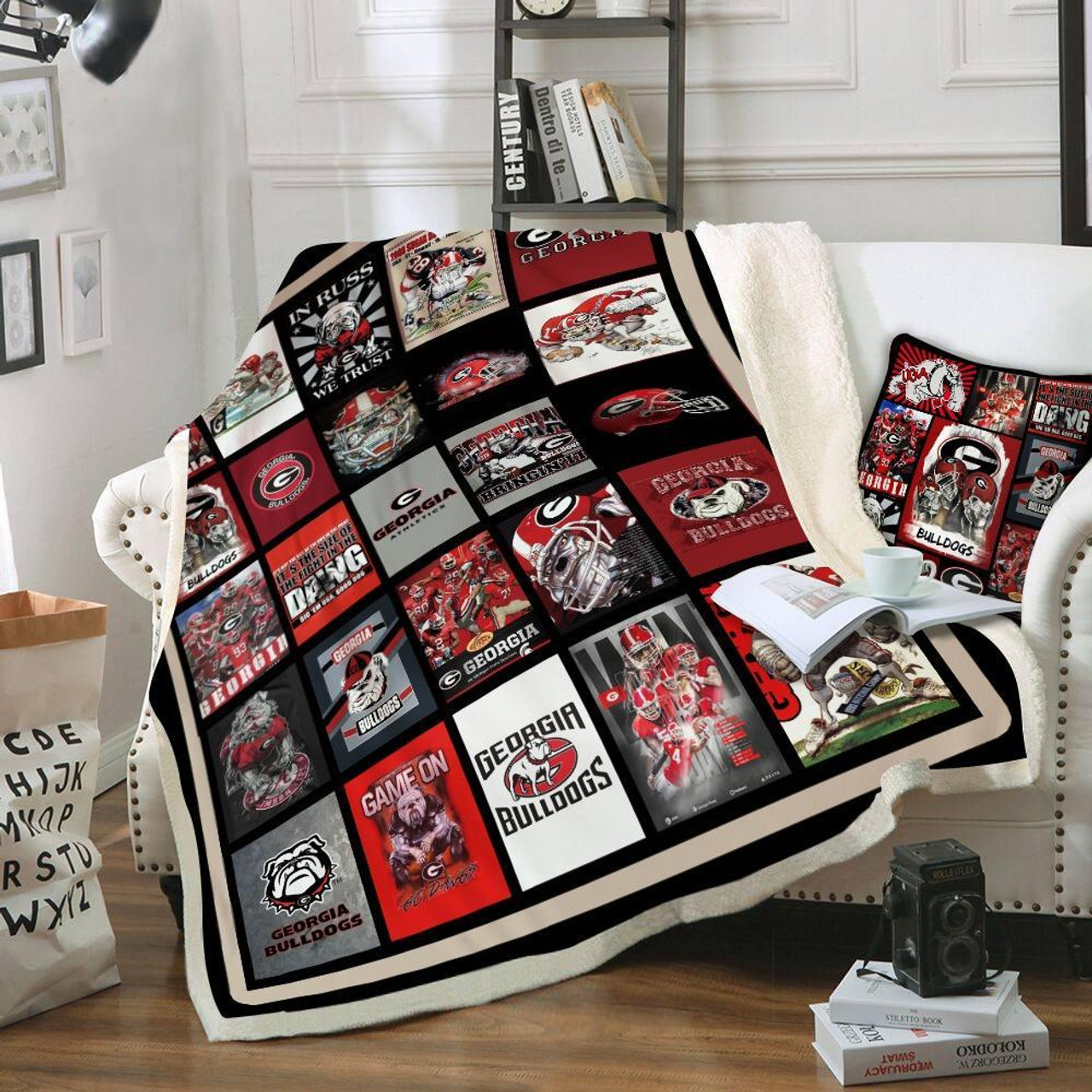 ncaa georgia bulldogs quilt fleece blanket v1 wfqf171 ukkon