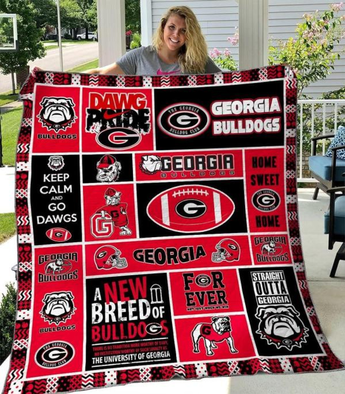 ncaa georgia bulldogs quilt fleece blanket v3 wfqf173 tqqbl