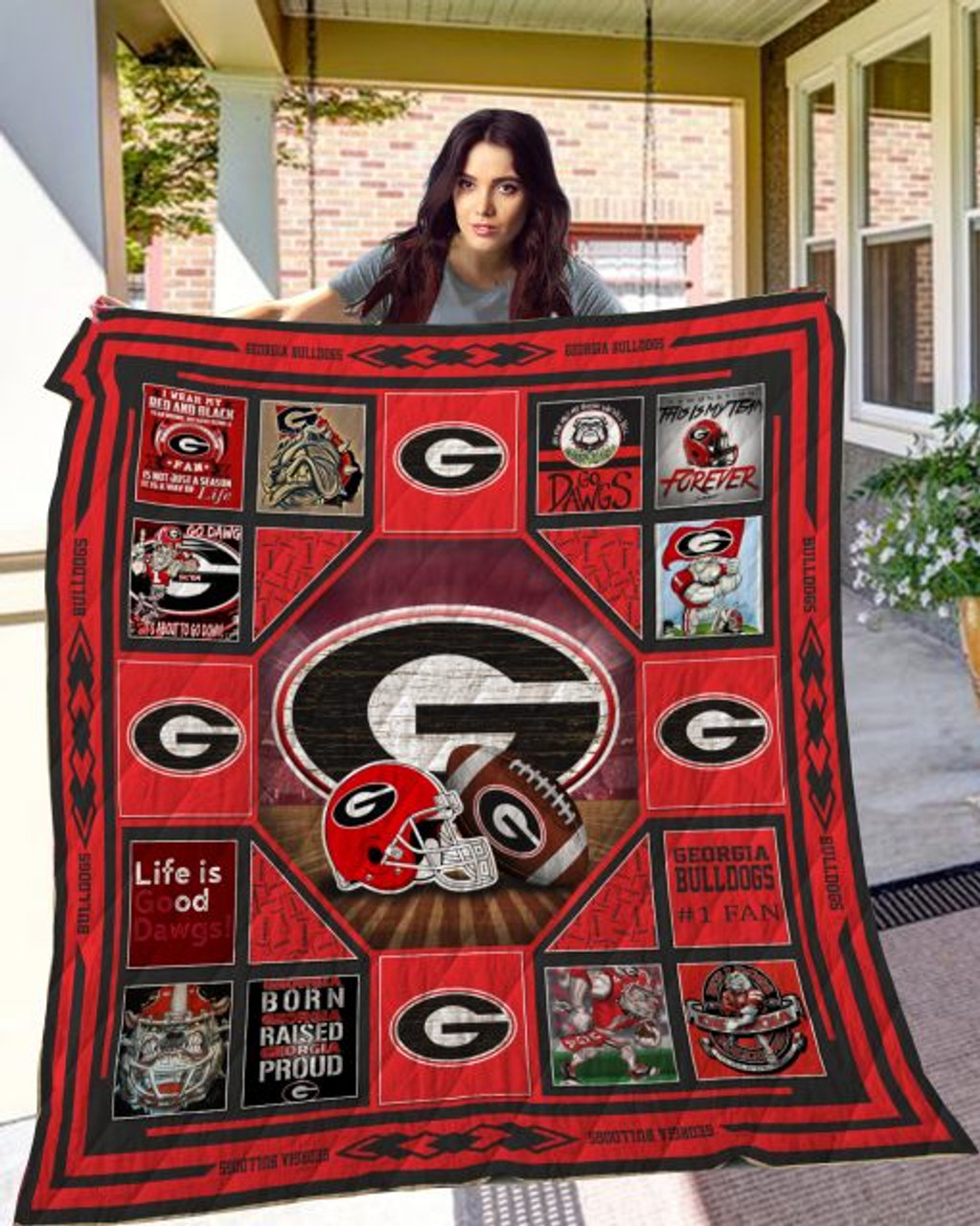 ncaa georgia bulldogs quilt fleece blanket v4 wfqf164 9okxh