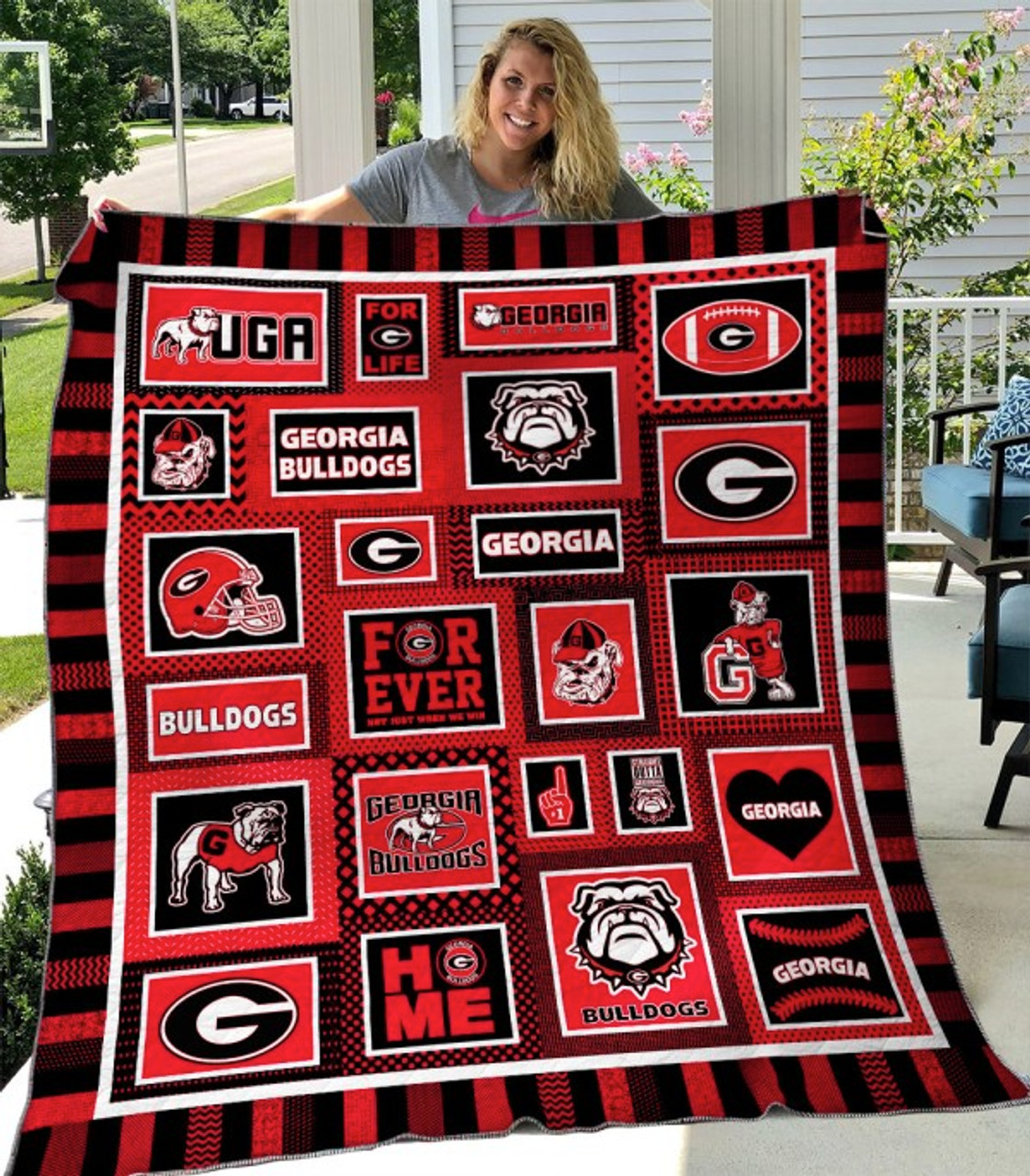 ncaa georgia bulldogs quilt fleece blanket v4 wfqf174 dq1et