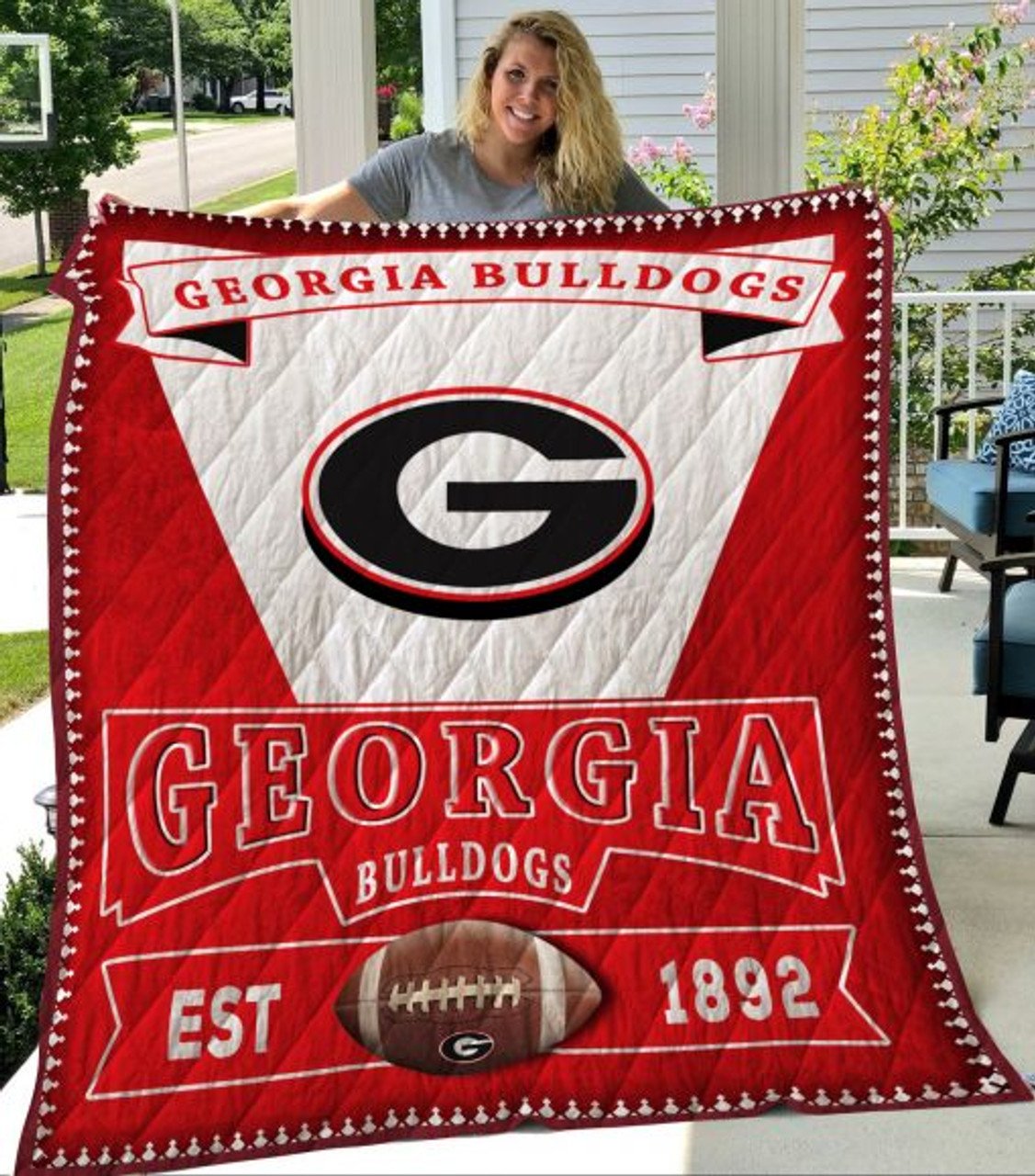 ncaa georgia bulldogs quilt fleece blanket v6 wfqf166 xmsva