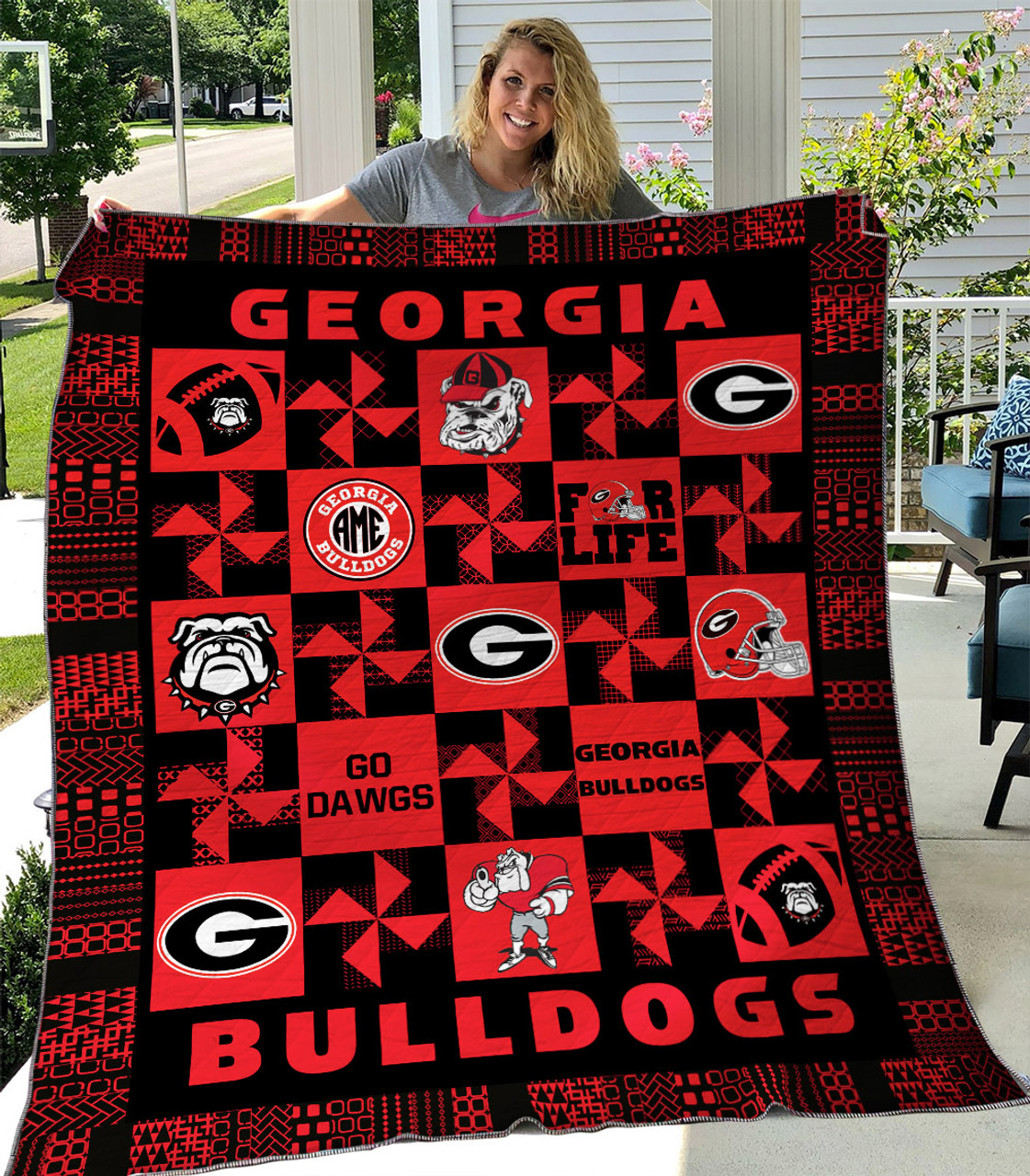 ncaa georgia bulldogs quilt fleece blanket v6 wfqf176 3lcyk