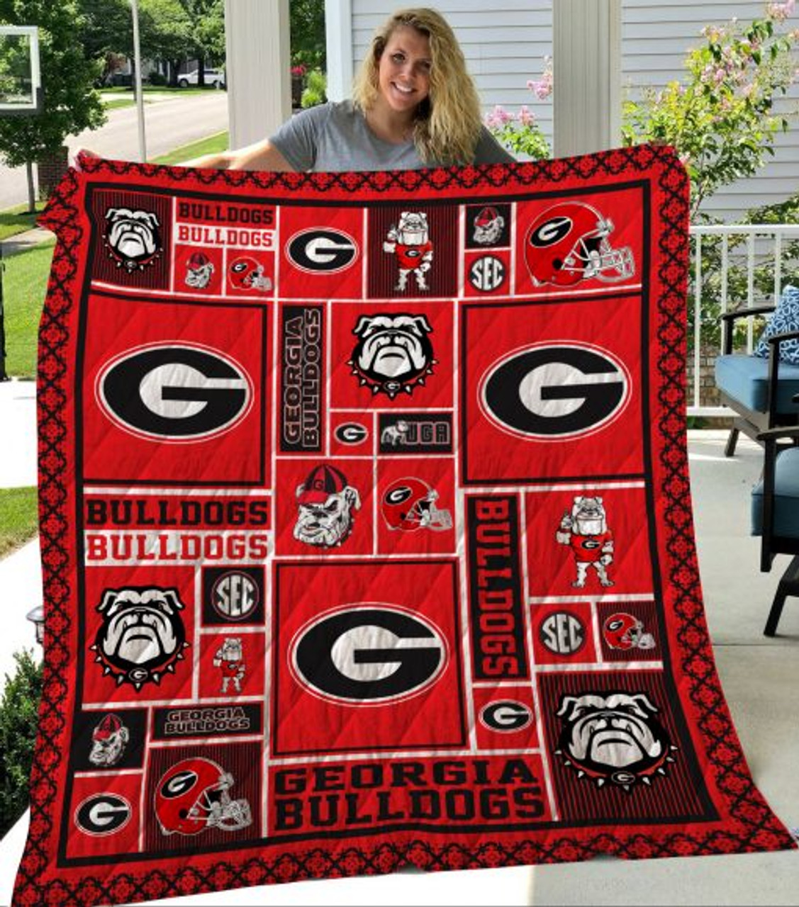 ncaa georgia bulldogs quilt fleece blanket v9 wfqf169 doptt