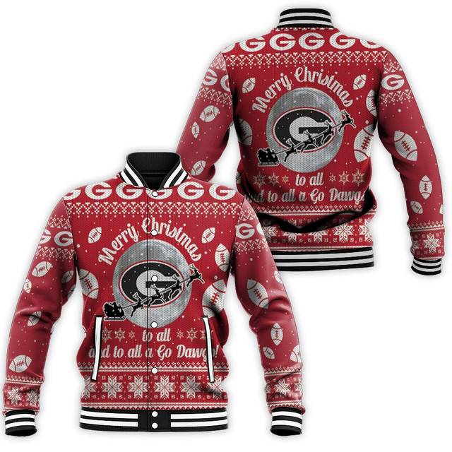 ncaa georgia bulldogs to all and to all a go dawgs baseball jacket button up zipper hooded all over print nggiw