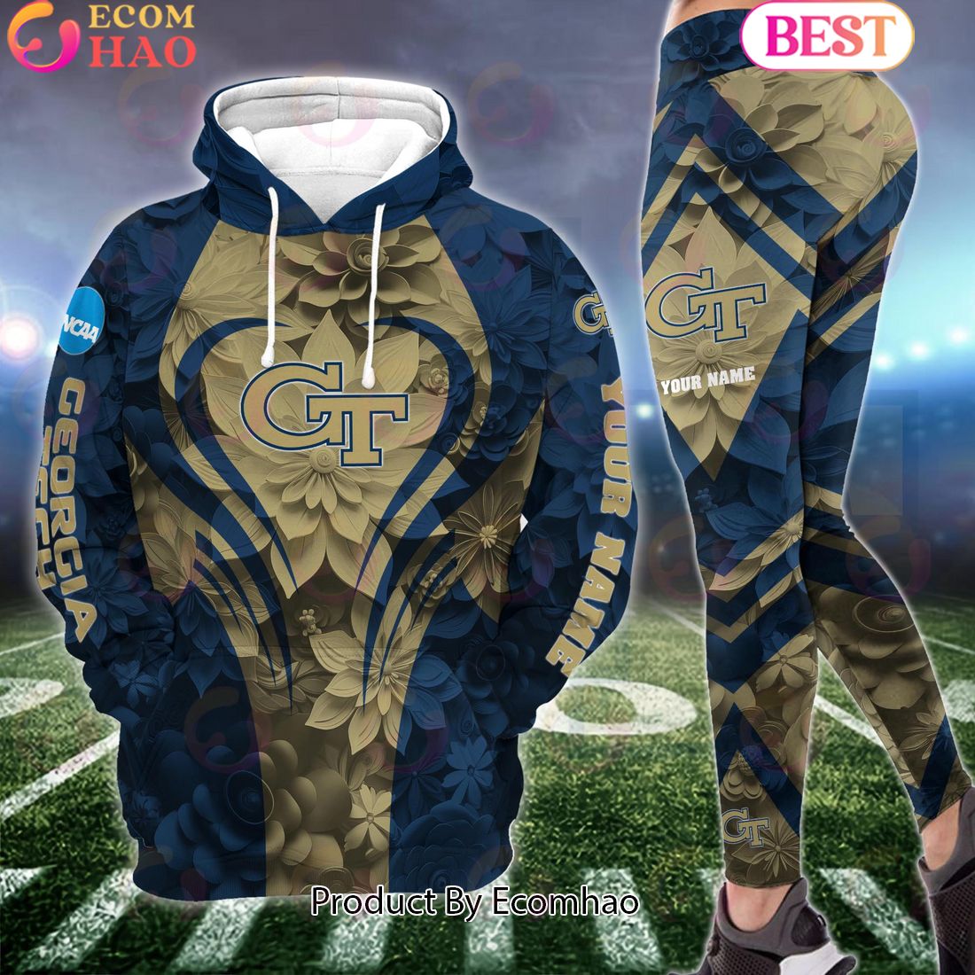 ncaa georgia tech yellow jackets hoodie and leggings custom your name football team clothings gift for football lovers 1 2t5Gx