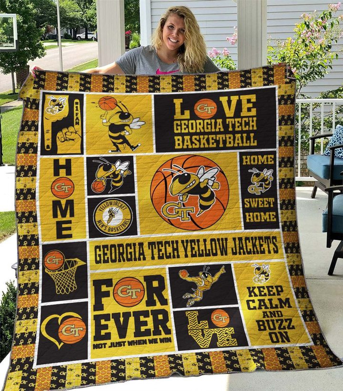 ncaa georgia tech yellow jackets love quilt fleece blanket wfqf189 5xrg1