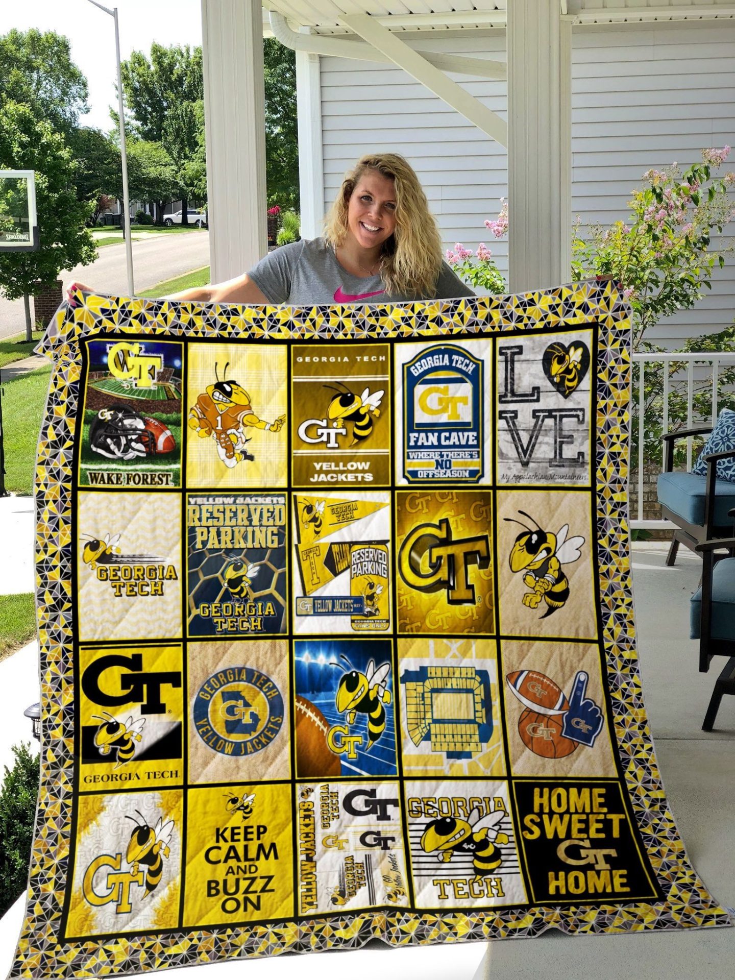 ncaa georgia tech yellow jackets quilt fleece blanket v2 wfqf185 so3vj