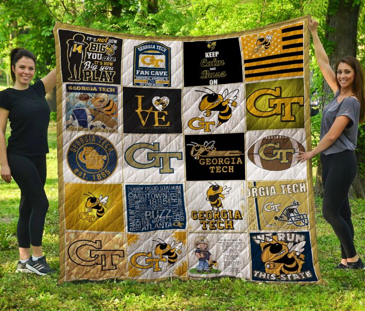 ncaa georgia tech yellow jackets quilt fleece blanket v3 wfqf186 eiqyk