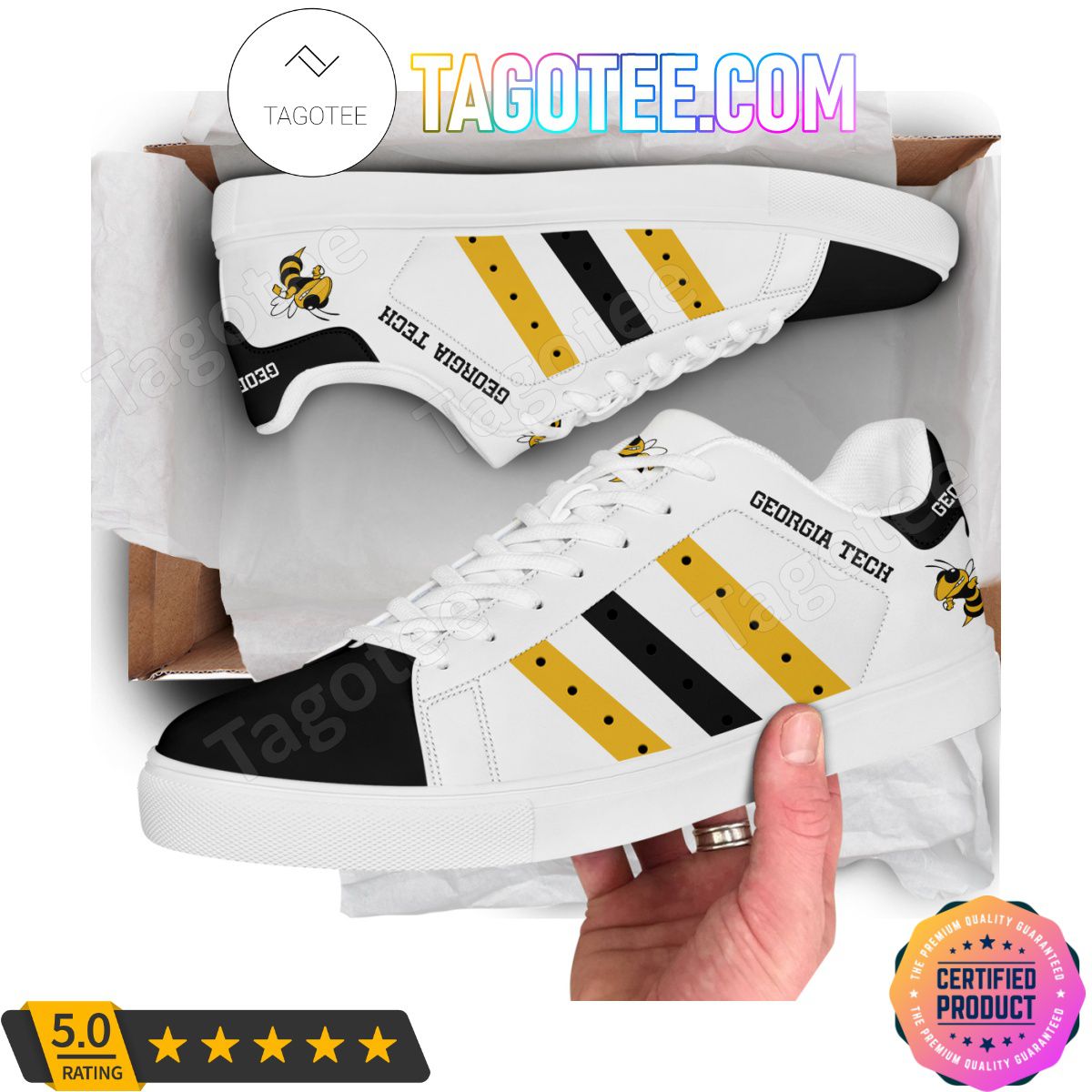 ncaa georgia tech yellow jackets white stan smith shoes uwzlu