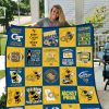 ncaa georgia tech yellow jackets yellow blue caro quilt fleece blanket wfqf191 ho8js