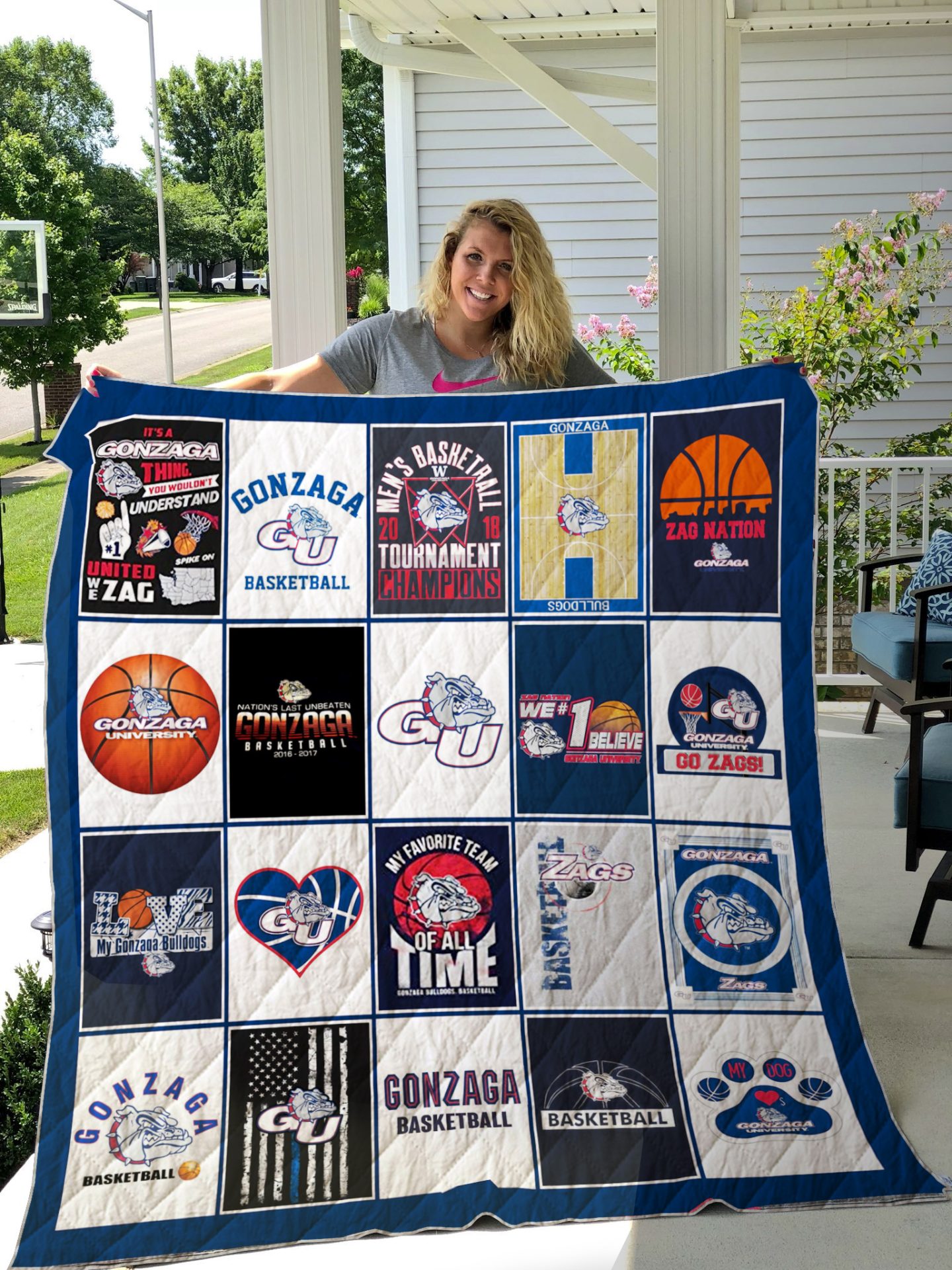 ncaa gonzaga bulldogs quilt fleece blanket wfqf192 a1frm