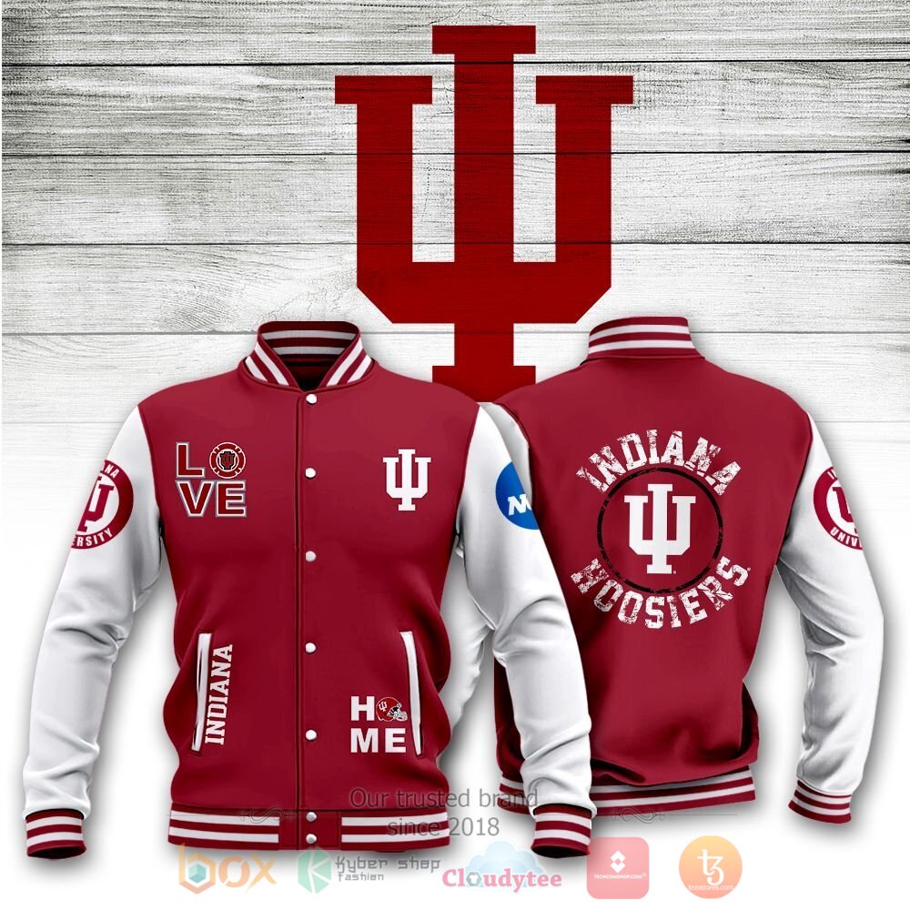 ncaa indiana hoosiers crimson love baseball jacket button up zipper hooded all over print nikb4