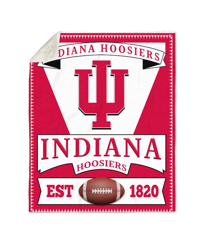 ncaa indiana hoosiers crimson white est 1820 quilt fleece blanket wfqf208 bexdb