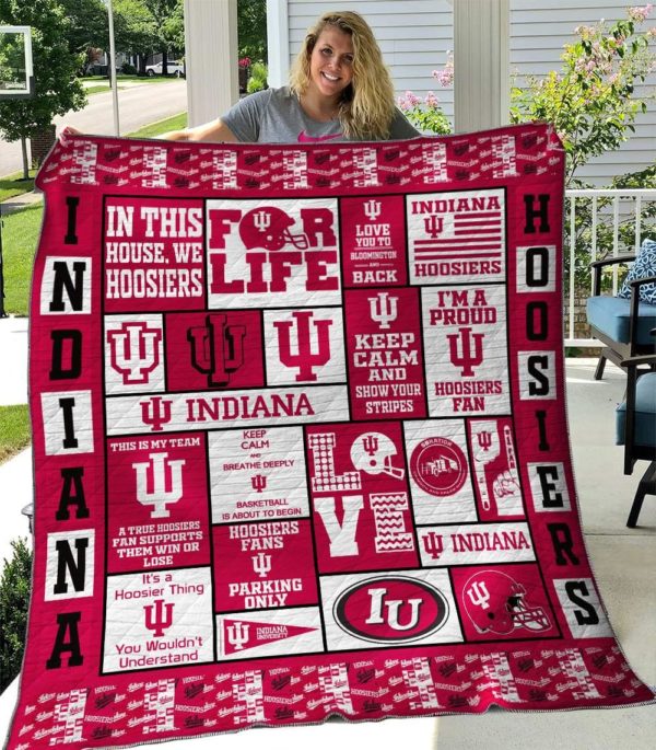 ncaa indiana hoosiers crimson white quilt fleece blanket v2 wfqf209 qumqd