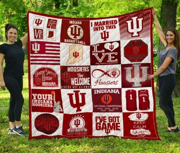 ncaa indiana hoosiers crimson white quilt fleece blanket v4 wfqf211 snuqg