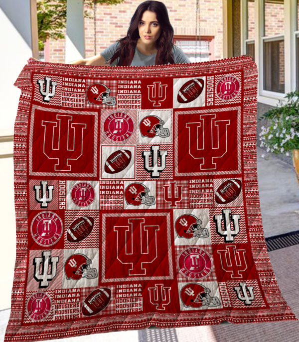 ncaa indiana hoosiers crimson white quilt fleece blanket v5 wfqf212 50gcz