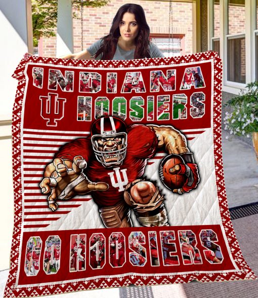 ncaa indiana hoosiers mascot crimson quilt fleece blanket wfqf216 sk6h8