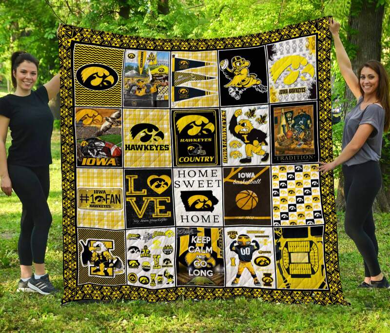 ncaa iowa hawkeyes gold black quilt fleece blanket v5 wfqf224 pnhmq