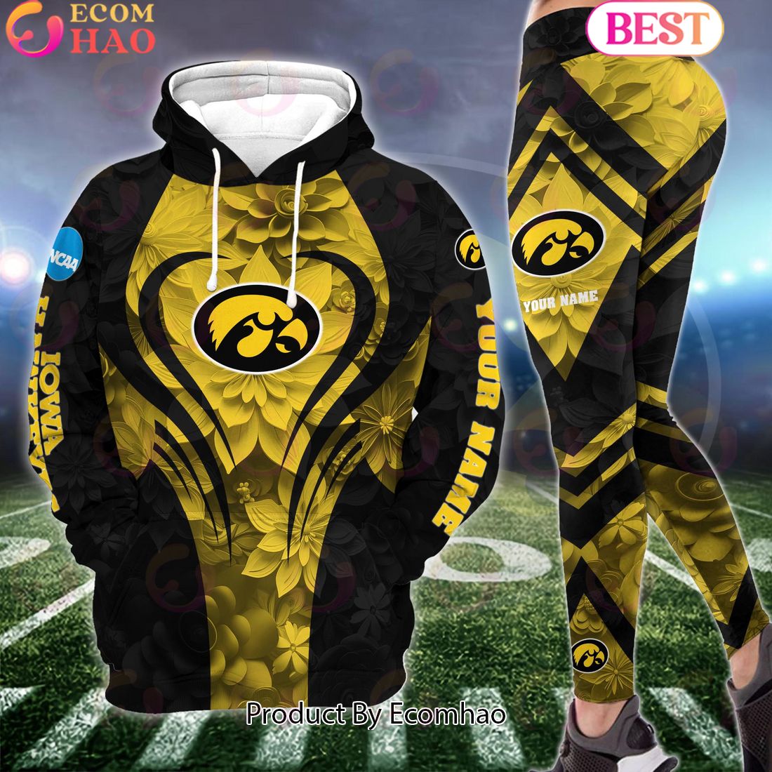 ncaa iowa hawkeyes hoodie and leggings custom your name football team clothings gift for football lovers 1 9IdRG