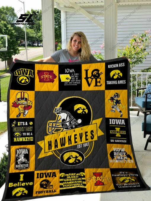 ncaa iowa hawkeyes orange black est 1847 quilt fleece blanket wfqf229 nk1ta