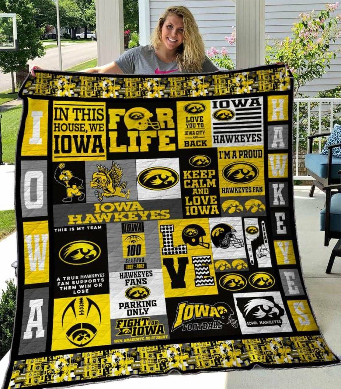 ncaa iowa hawkeyes quilt fleece blanket wfqf230 oq7ig