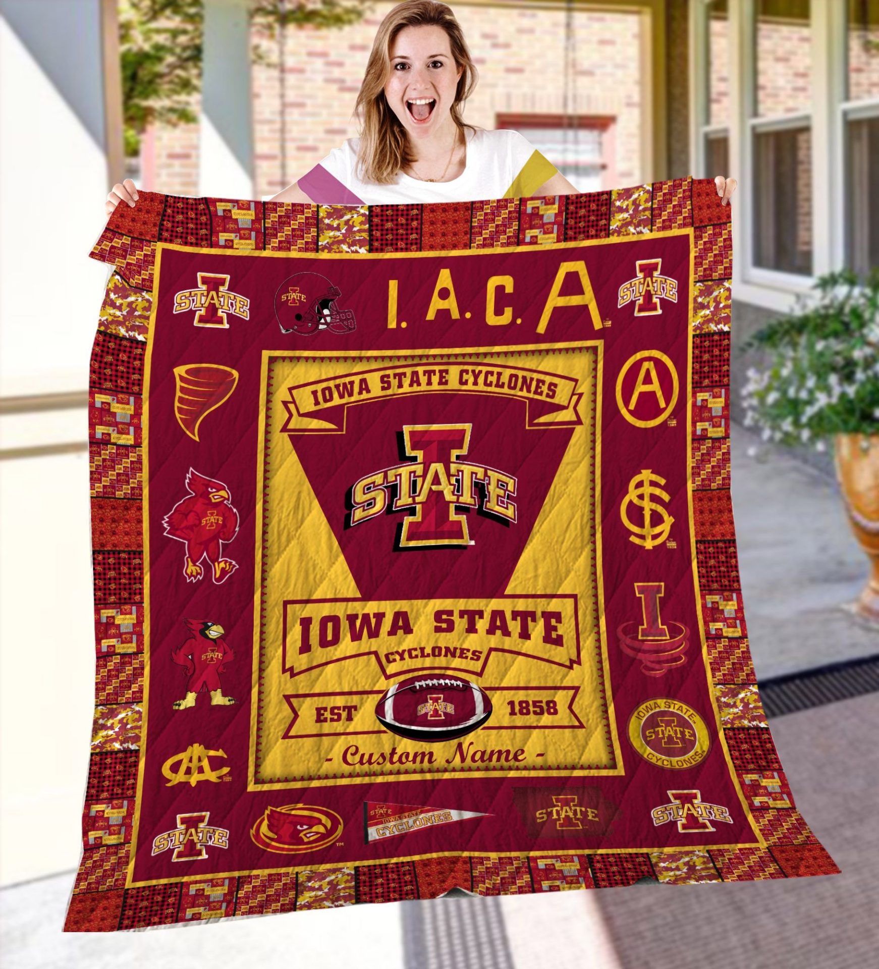 ncaa iowa state cyclones name personalized quilt fleece blanket wfqf239 9g6mm