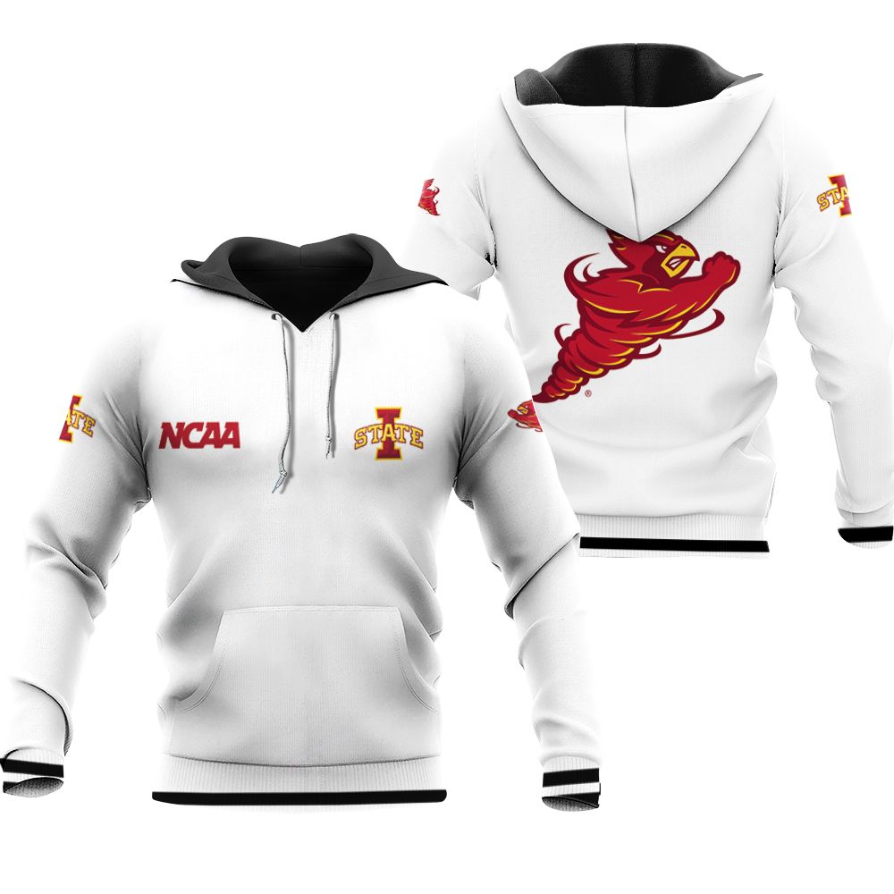 ncaa iowa state cyclones white baseball jacket button up zipper hooded all over print p7eb5